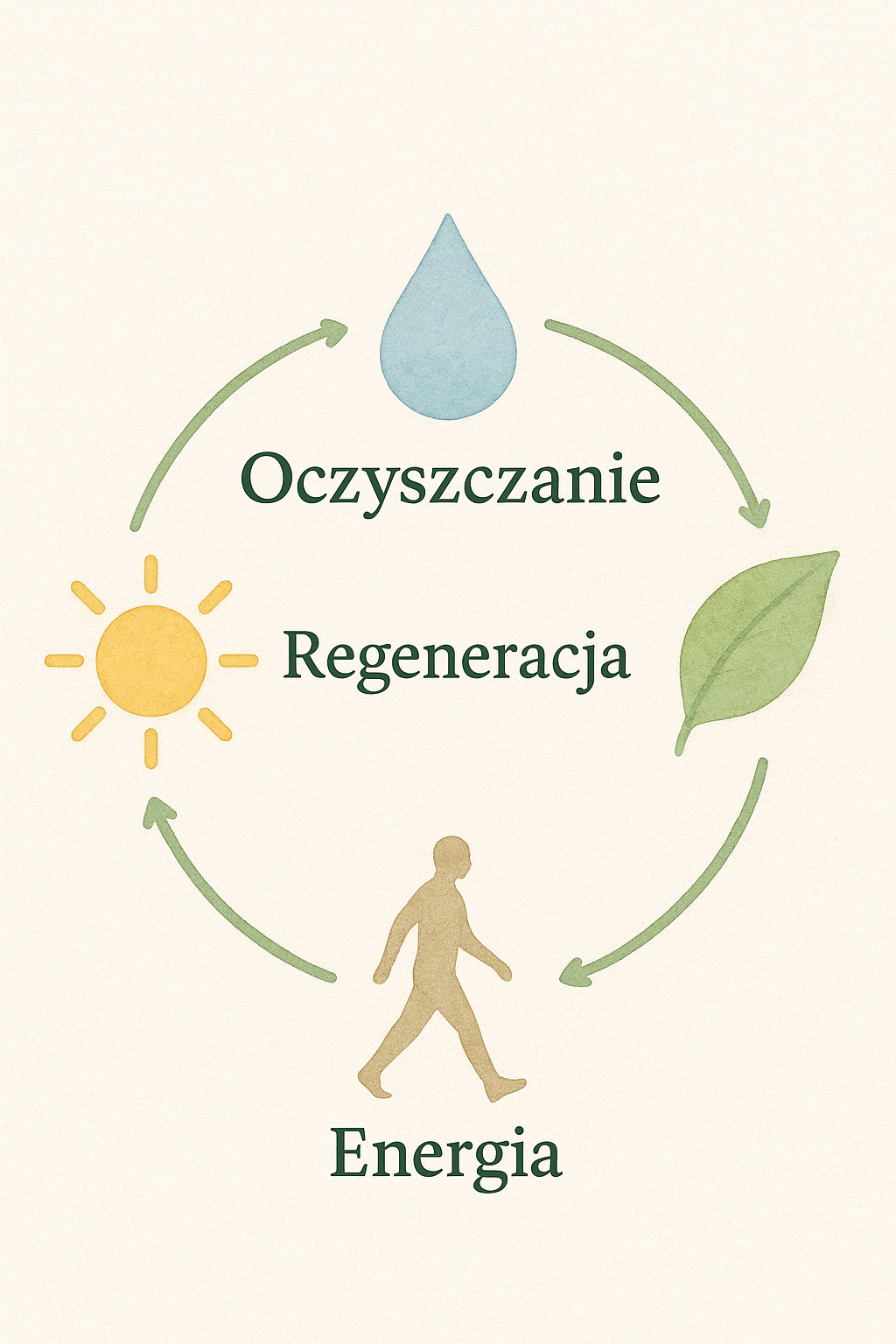 Cykl oczyszczania i regeneracji organizmu – edukacyjna ilustracja Sunrider z postacią