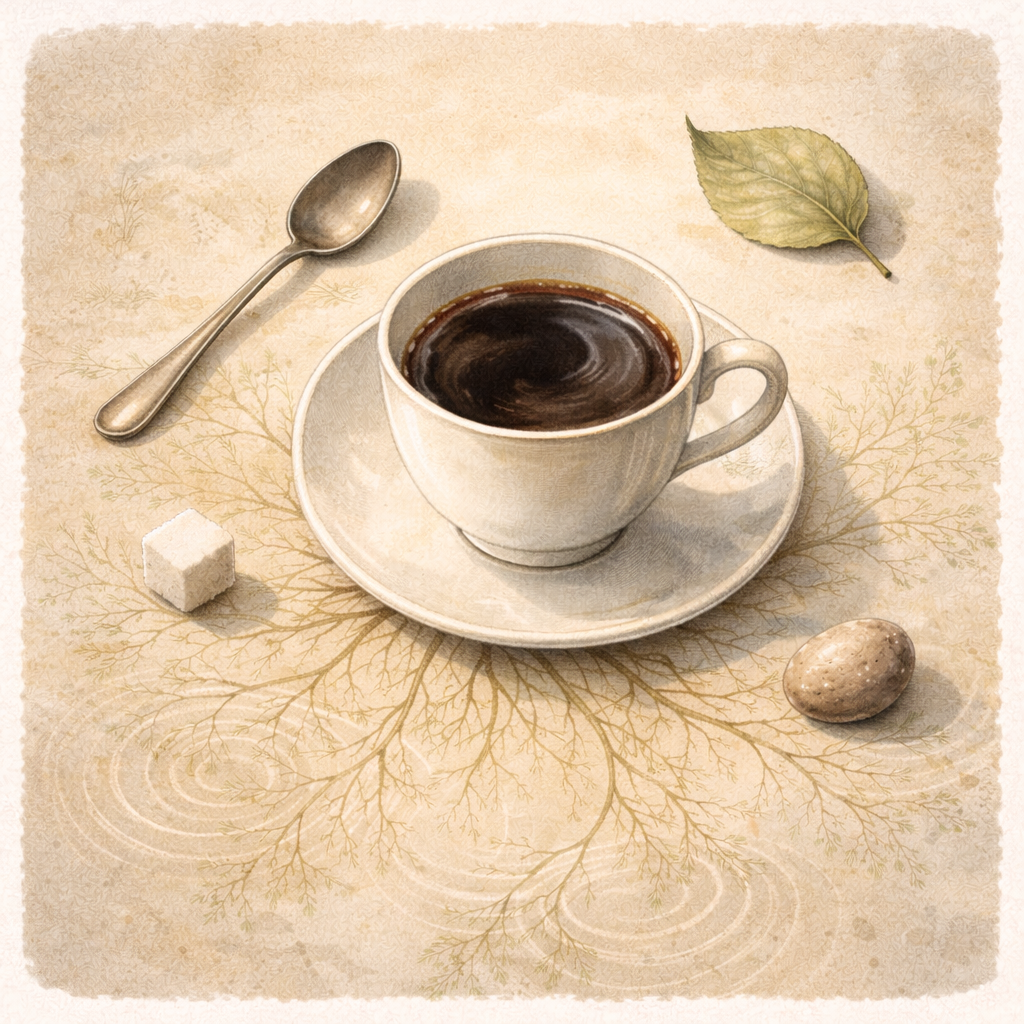 Ilustracja przedstawiająca złożoną reakcję organizmu na kawę - histamina i nadreaktywność mastocytów