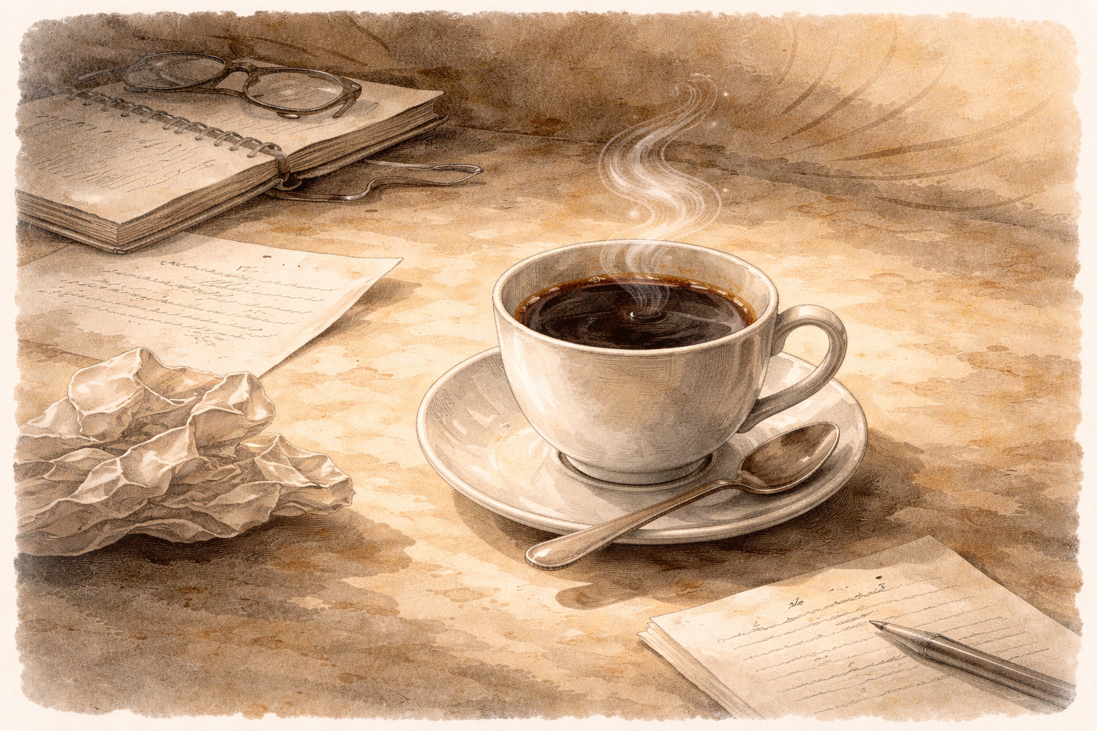 Filiżanka kawy jako symbol dodatkowego bodźca dla organizmu działającego w przewlekłym napięciu.