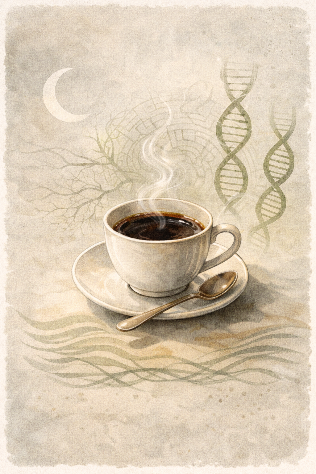 Schemat działania kofeiny na receptory adenozyny w mózgu - ilustracja mechanizmu pobudzającego